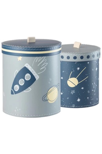 2-Pack Planet Round Boxes Blue