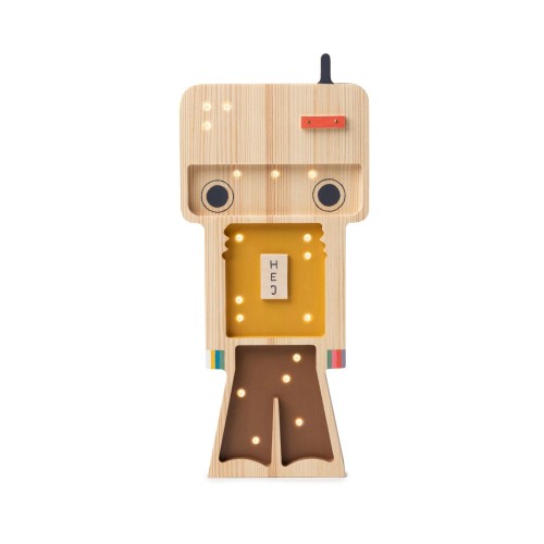 Wooden Robot Lamp