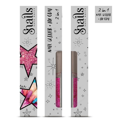 Nagų lako ir blizgučio rinkinys 2in1