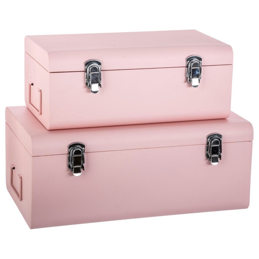 Rožiniai metaliniai lagaminai 2 vnt.