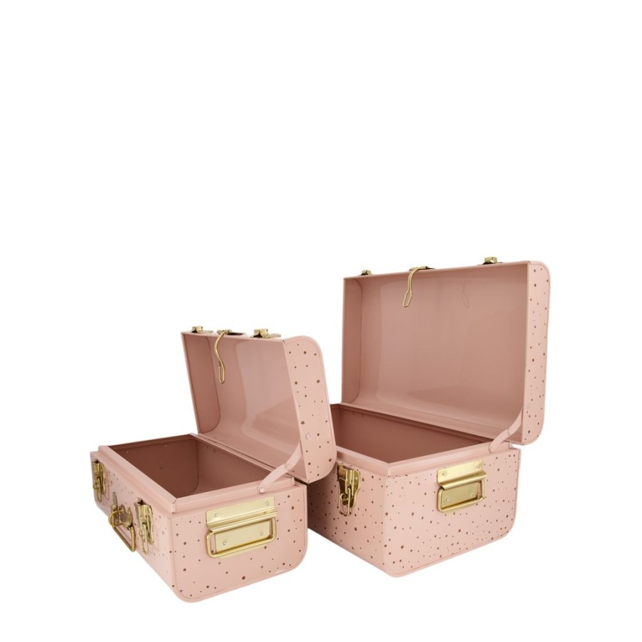 Rožiniai metaliniai lagaminai 2 vnt.