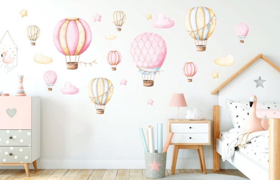 Sienų lipdukai "Rožiniai oro balionai"