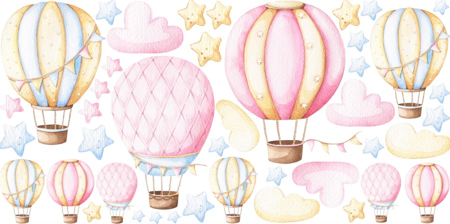 Sienų lipdukai "Rožiniai oro balionai"