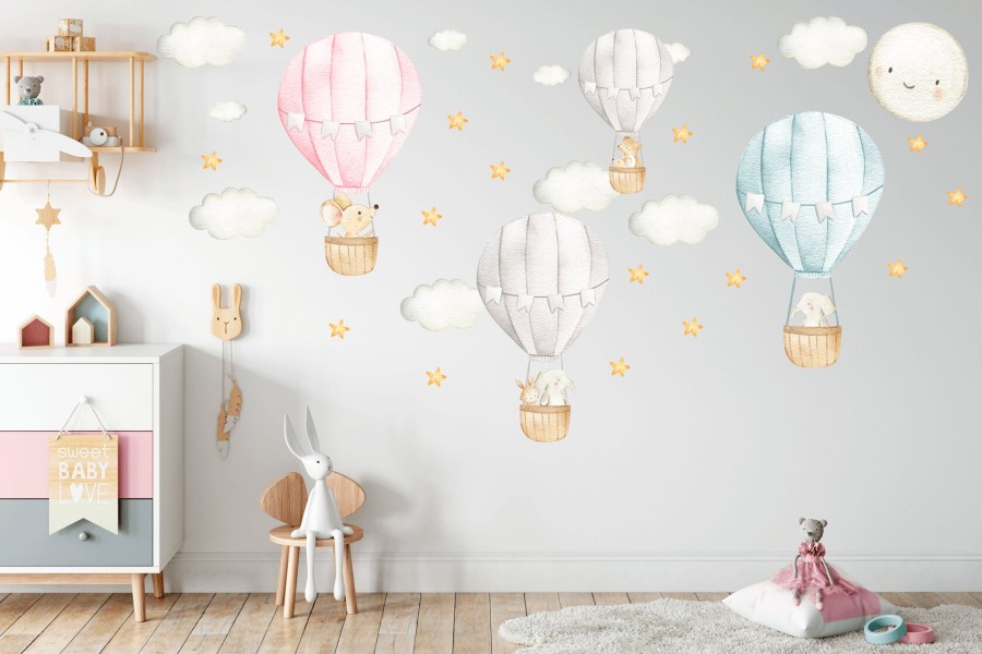 Kids Wall Stickers "Watercolor Hot Air Ballons"