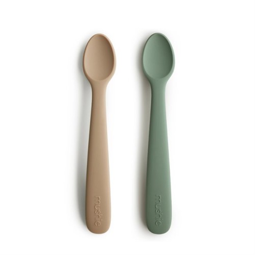 Silicone Feeding Spoons (Cambridge Blue/Shifting Sand) 2-Pack