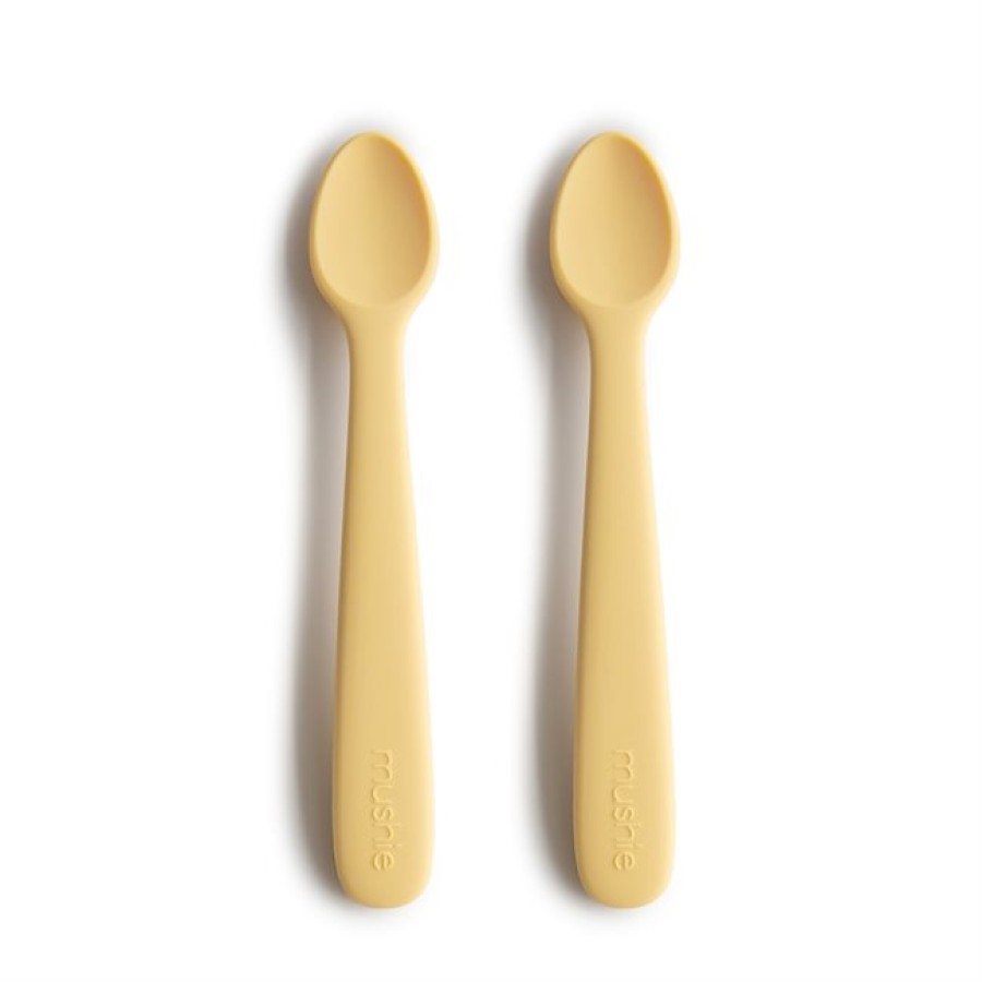 Mushie Silicone Feeding Spoons 2-Pack - Pale Daffodil