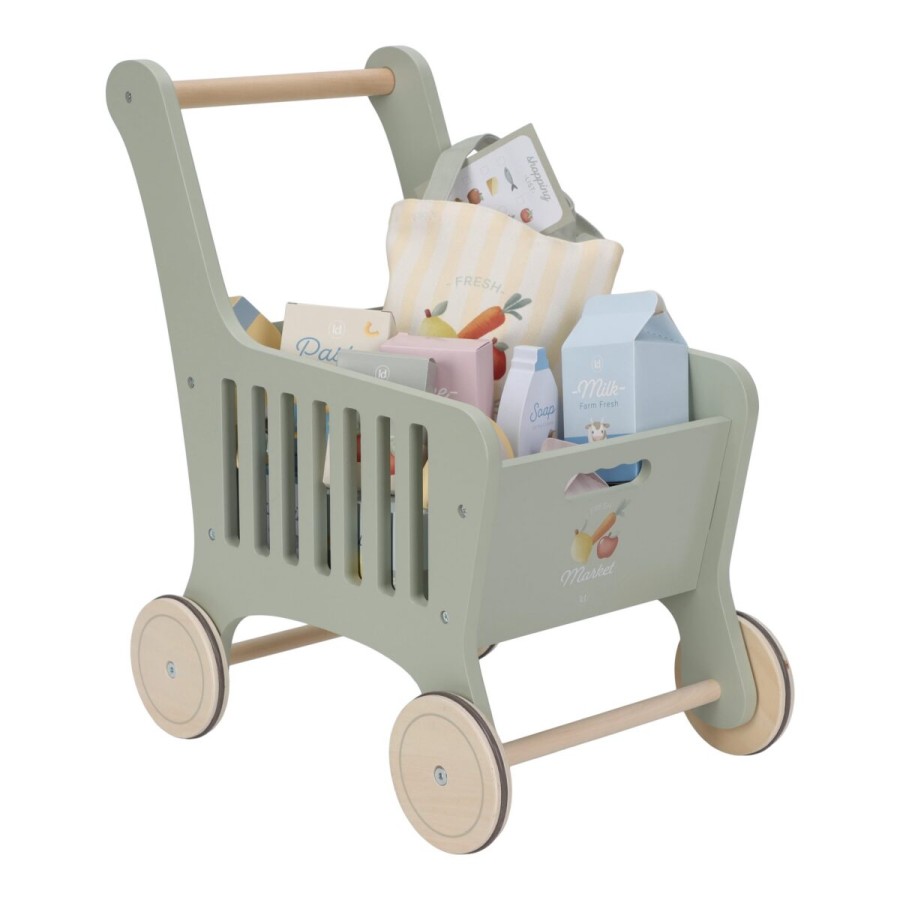 Medinis pirkinių krepšelis su priedais Medinis pirkinių krepšelis su priedais