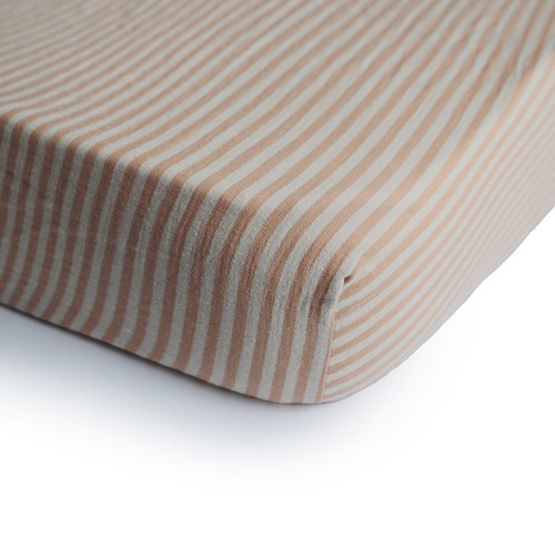 Mushie Crib Sheet Medium Natural Stripe