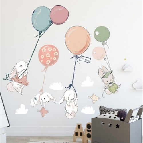 Wall Sticker "Bunnies With Balloons"